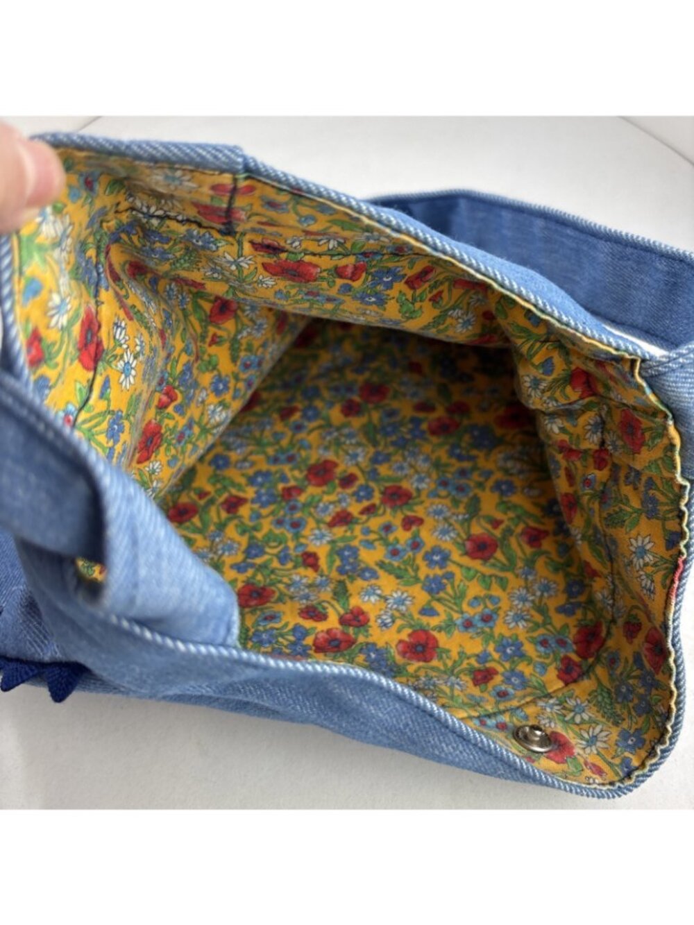Vintage Girls Teens Denim Purse Sling Bag Blue Jean Boho Handmade 70s - Picture 3 of 8